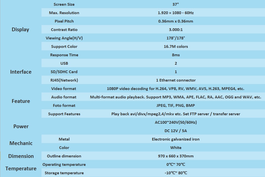 magiccase 37" specifications 